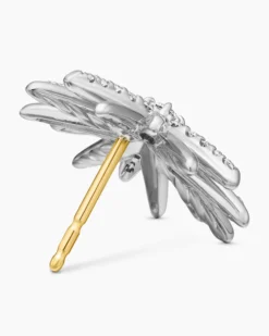 Starburst Stud Earrings Sterling Silver with Diamonds, 19mm