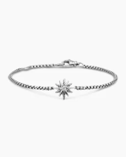 Starburst Teen Bracelet Sterling Silver with Center Diamond, 8mm