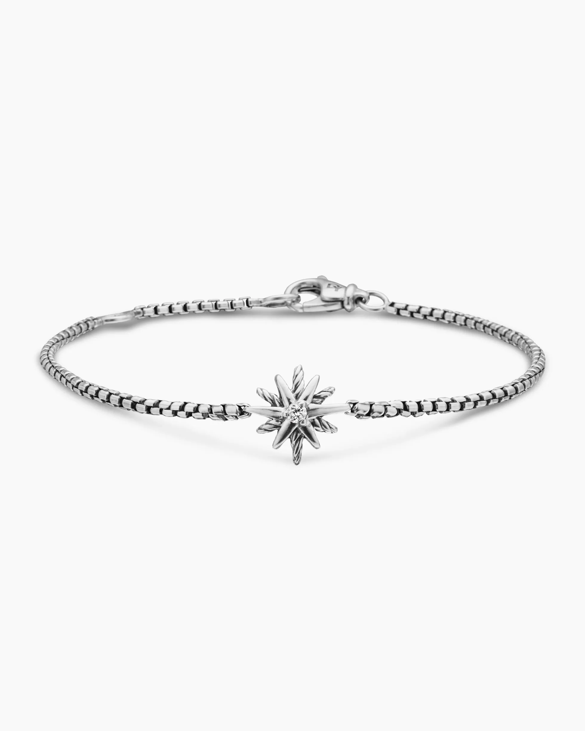 Starburst Teen Bracelet Sterling Silver with Center Diamond, 8mm