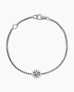 Starburst Teen Bracelet Sterling Silver with Center Diamond, 8mm