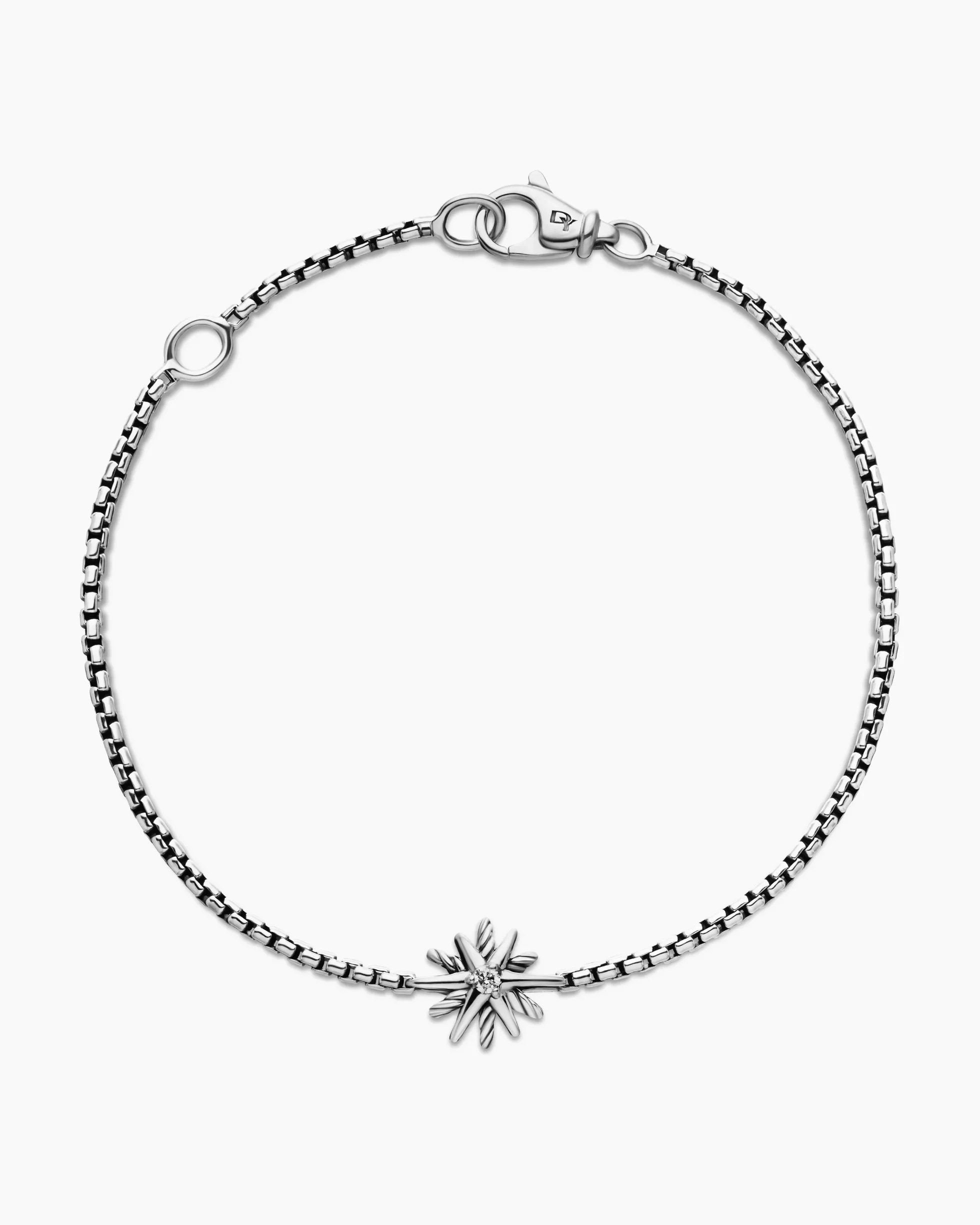 Starburst Teen Bracelet Sterling Silver with Center Diamond, 8mm