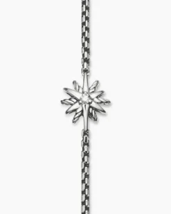 Starburst Teen Bracelet Sterling Silver with Center Diamond, 8mm
