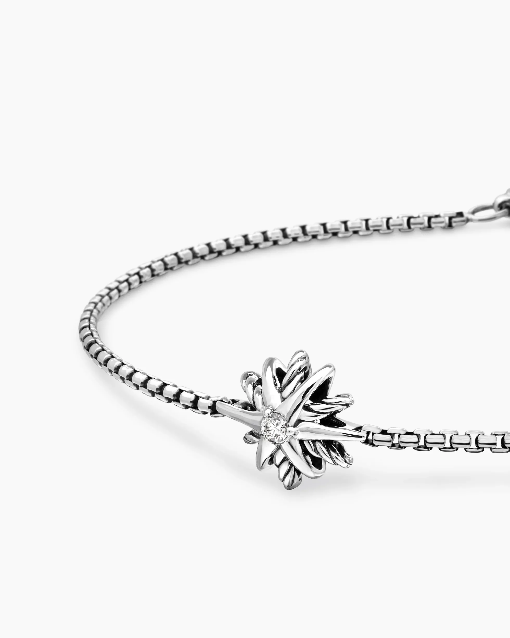 Starburst Teen Bracelet Sterling Silver with Center Diamond, 8mm