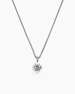 Starburst Teen Necklace Sterling Silver with Center Diamond, 8mm