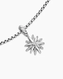 Starburst Teen Necklace Sterling Silver with Center Diamond, 8mm