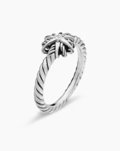 Starburst Teen Ring Sterling Silver with Center Diamond, 8mm