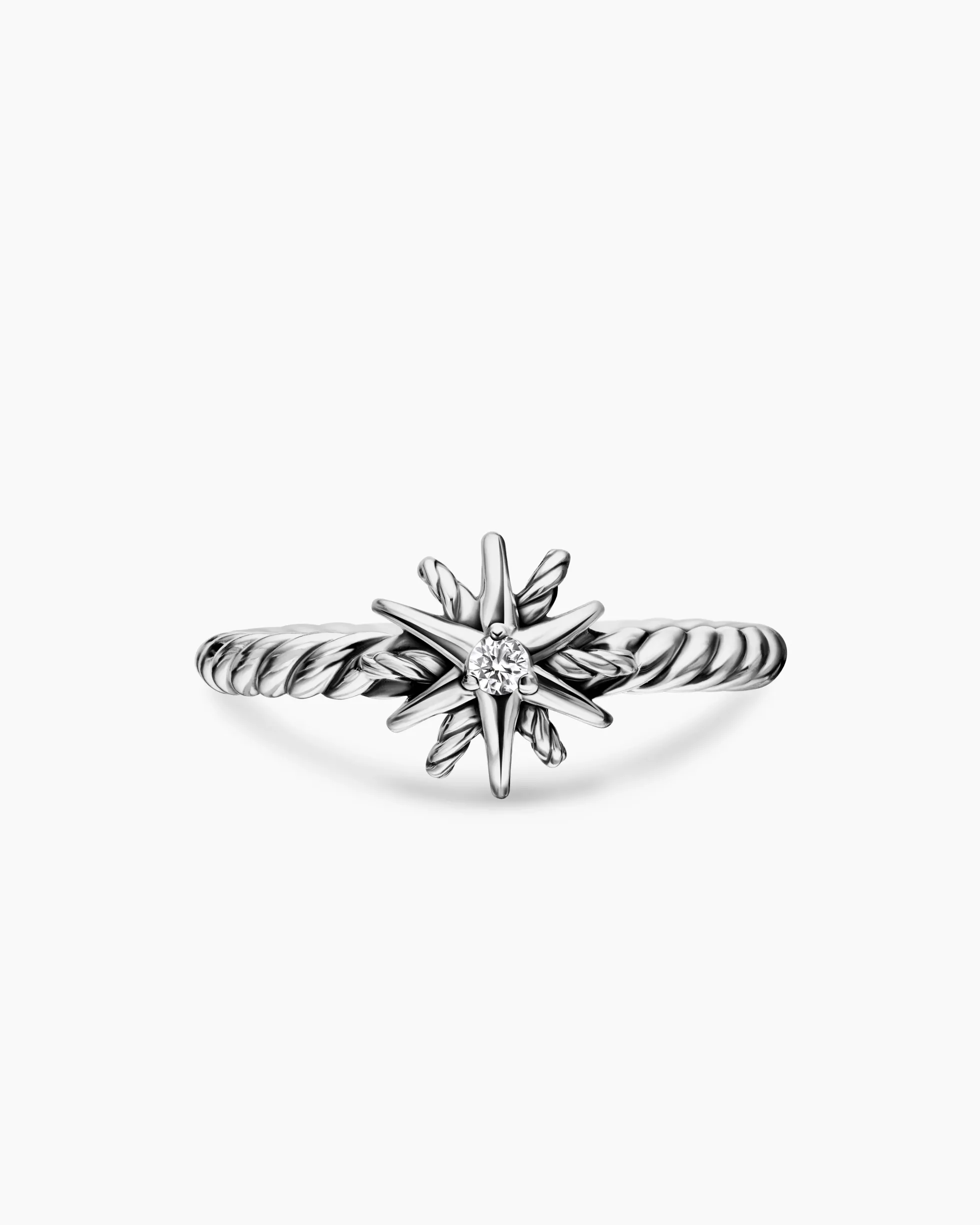 Starburst Teen Ring Sterling Silver with Center Diamond, 8mm