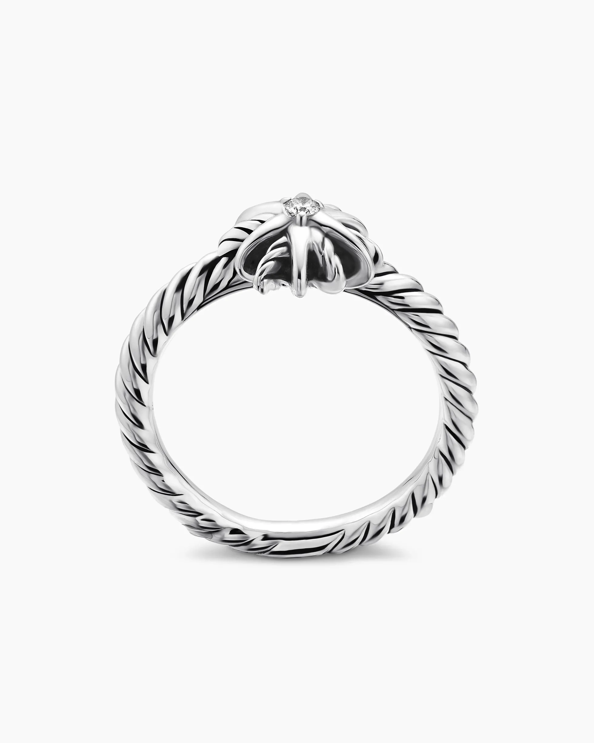 Starburst Teen Ring Sterling Silver with Center Diamond, 8mm
