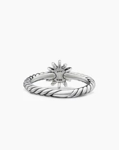Starburst Teen Ring Sterling Silver with Center Diamond, 8mm