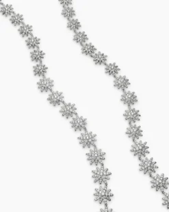 Starburst Tennis Necklace 18K White Gold with Diamonds, 12.5mm