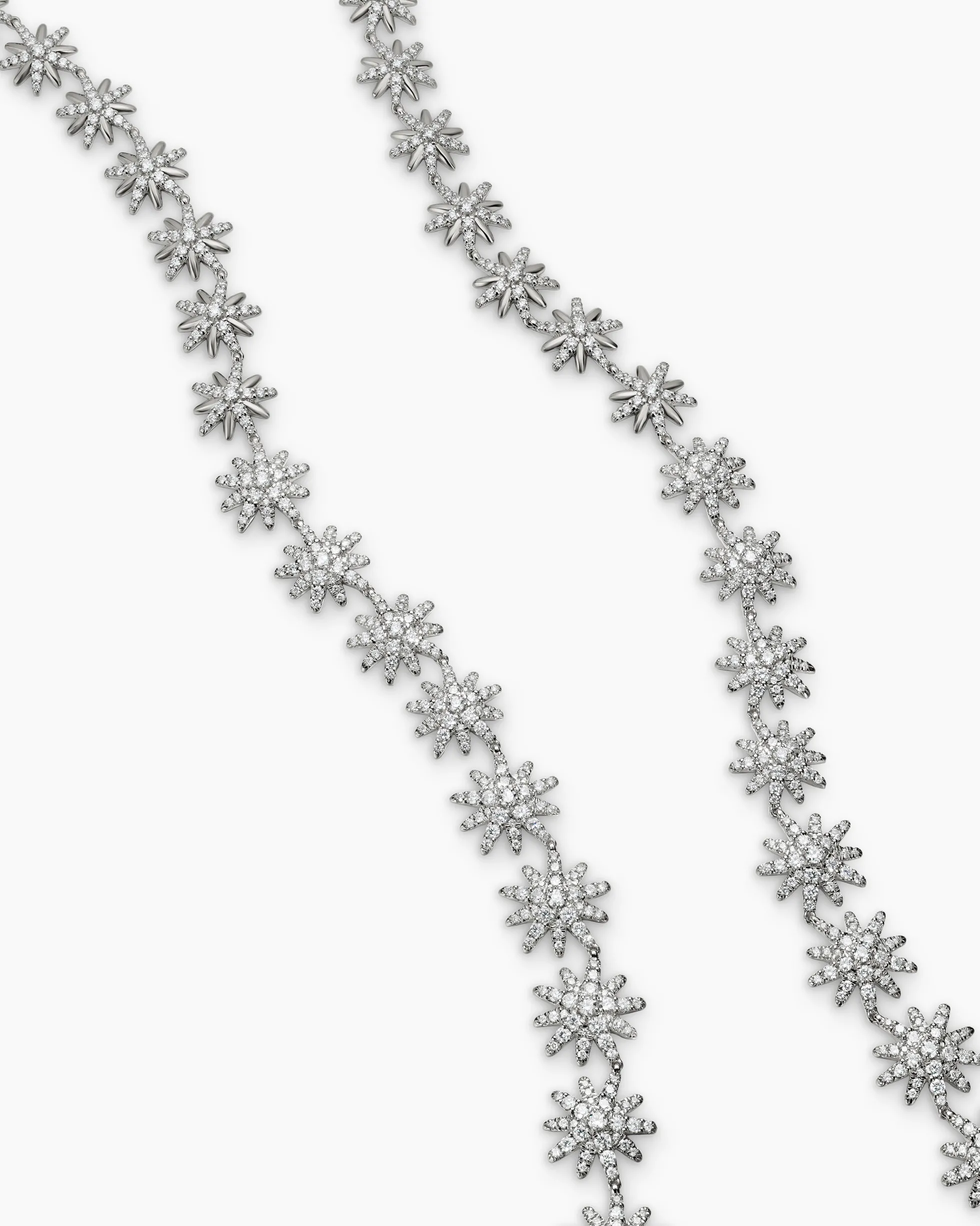 Starburst Tennis Necklace 18K White Gold with Diamonds, 12.5mm