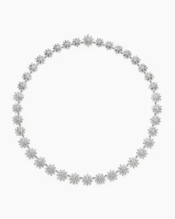 Starburst Tennis Necklace 18K White Gold with Diamonds, 12.5mm