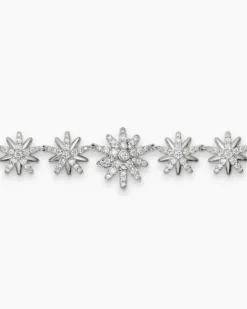 Starburst Tennis Necklace 18K White Gold with Diamonds, 12.5mm