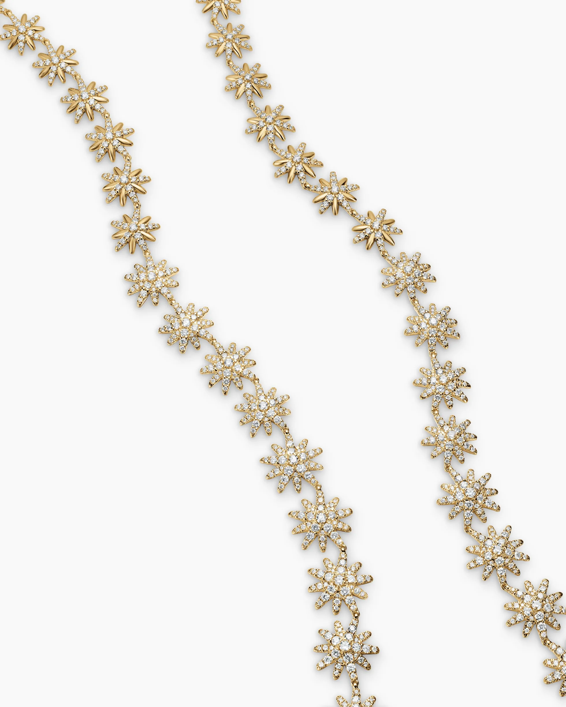 Starburst Tennis Necklace 18K Yellow Gold with Diamonds, 12.5mm