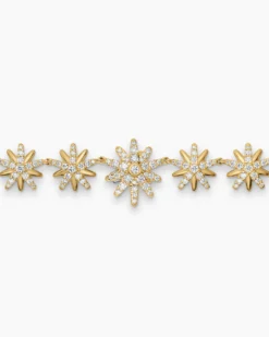 Starburst Tennis Necklace 18K Yellow Gold with Diamonds, 12.5mm