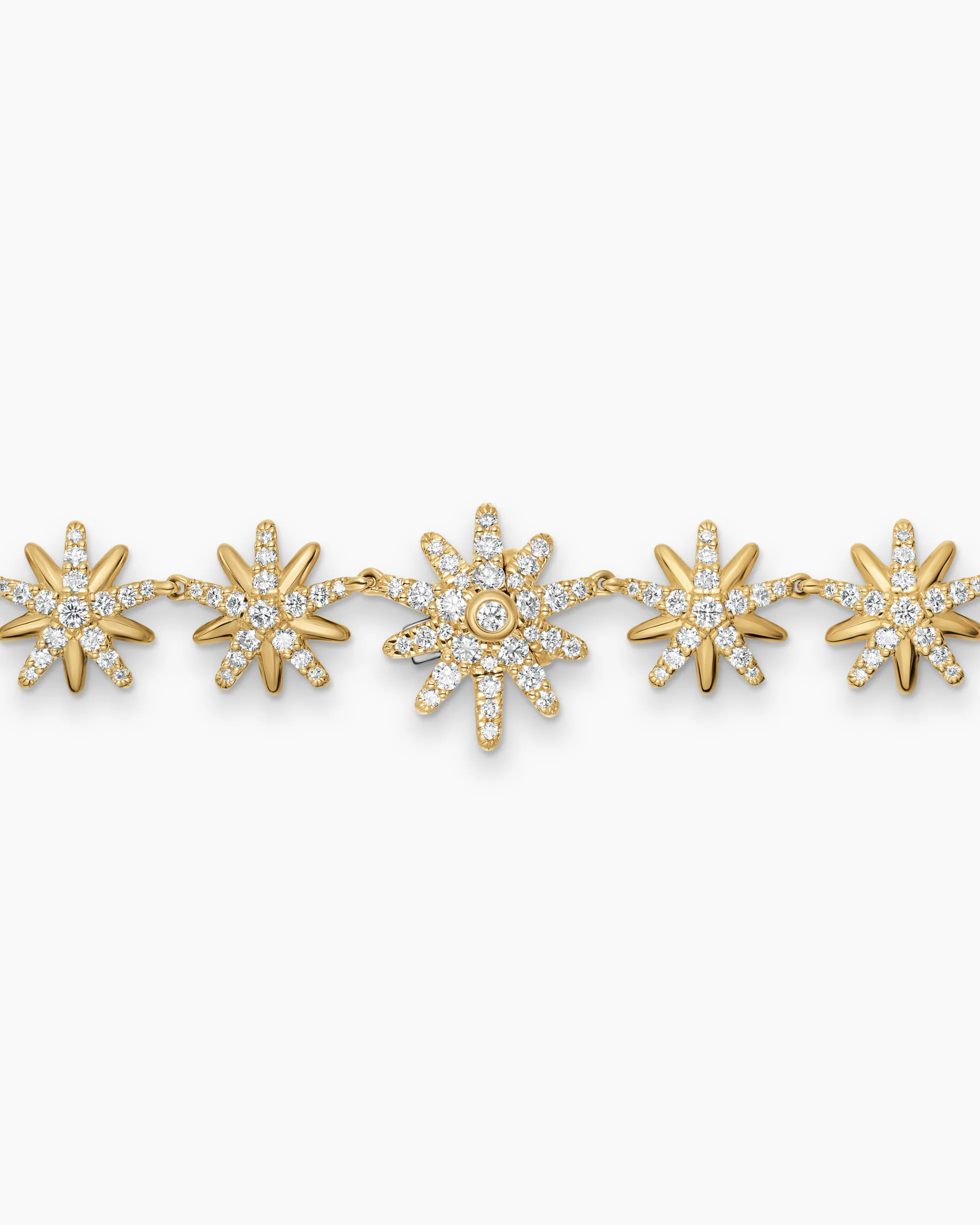 Starburst Tennis Necklace 18K Yellow Gold with Diamonds, 12.5mm