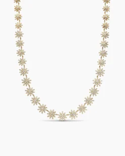 Starburst Tennis Necklace 18K Yellow Gold with Diamonds, 12.5mm