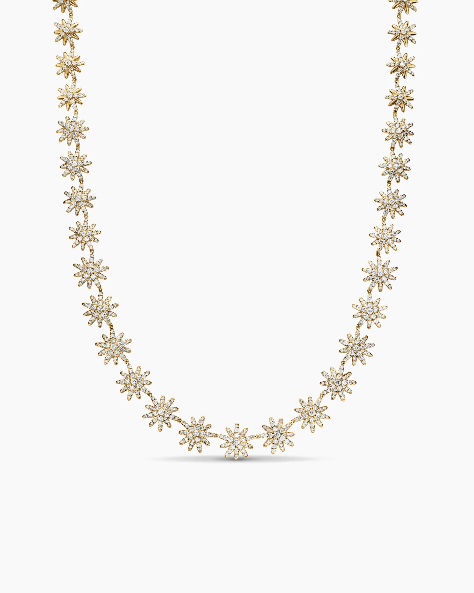 Starburst Tennis Necklace 18K Yellow Gold with Diamonds, 12.5mm