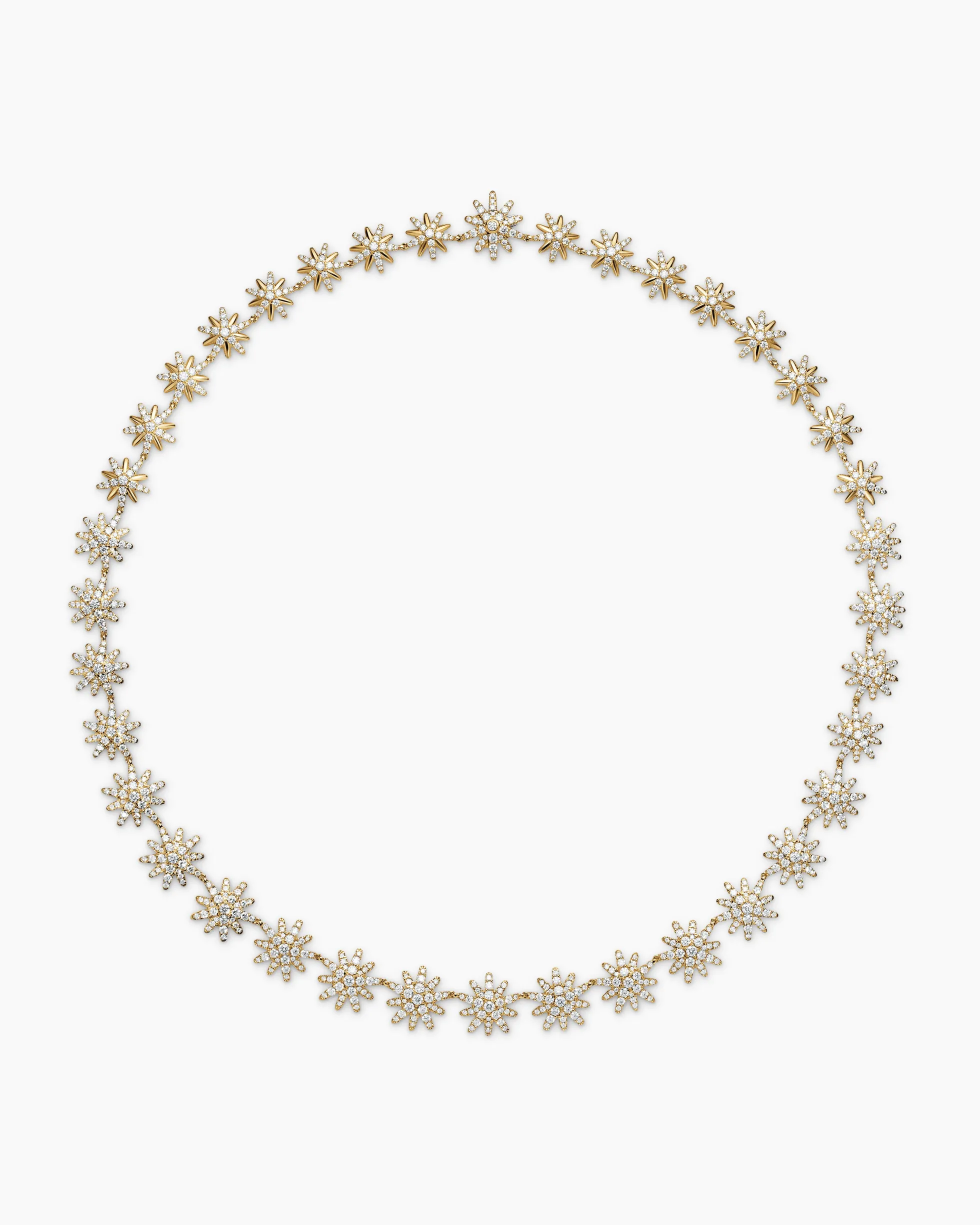 Starburst Tennis Necklace 18K Yellow Gold with Diamonds, 12.5mm