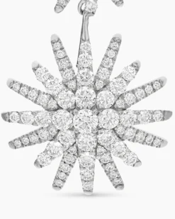 Starburst Triple Drop Earrings 18K White Gold with Diamonds, 51mm