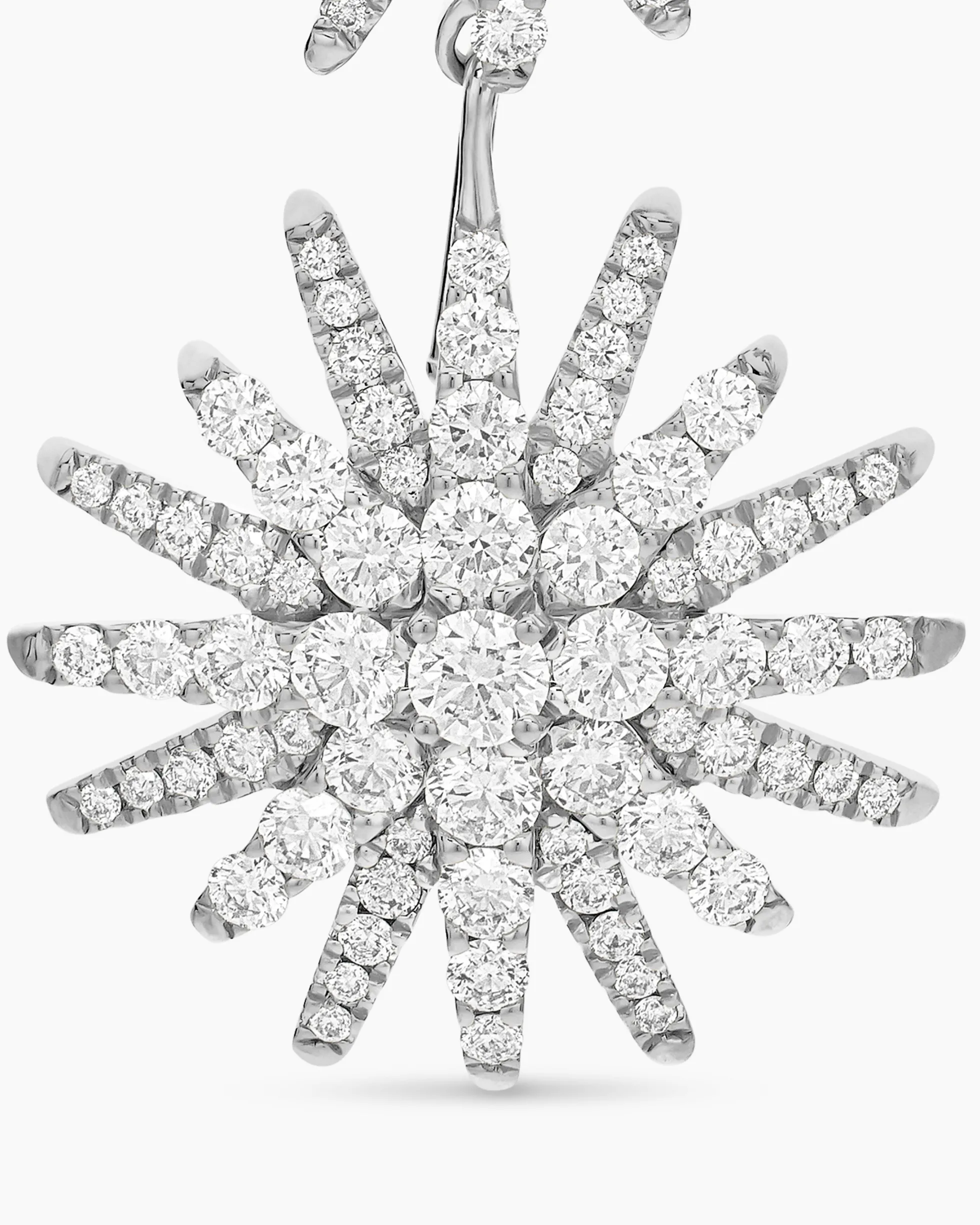 Starburst Triple Drop Earrings 18K White Gold with Diamonds, 51mm