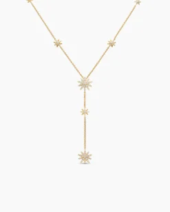 Starburst Y Necklace 18K Yellow Gold with Diamonds, 76.7mm