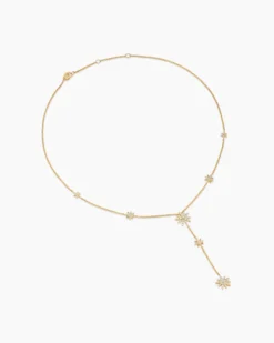 Starburst Y Necklace 18K Yellow Gold with Diamonds, 76.7mm