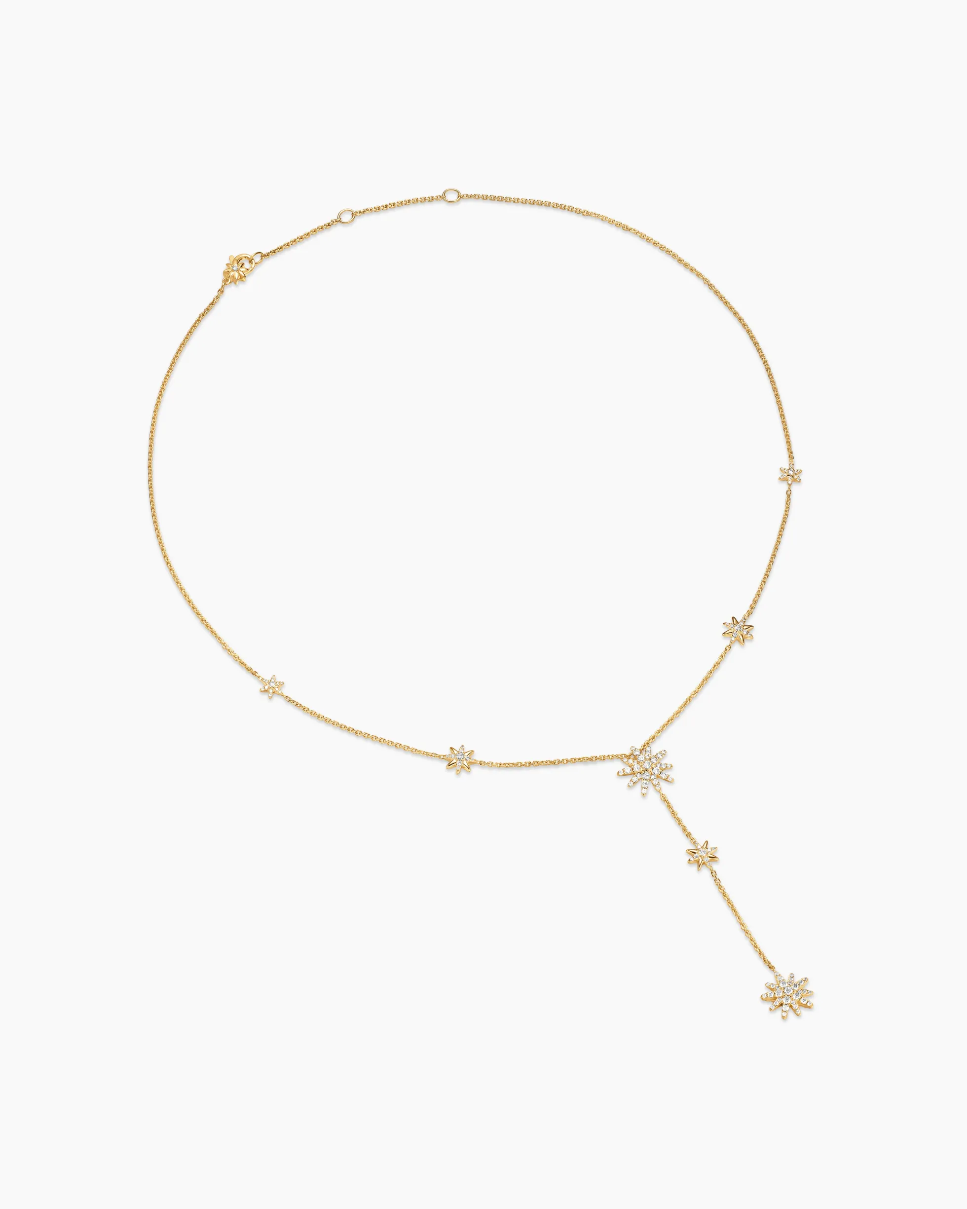 Starburst Y Necklace 18K Yellow Gold with Diamonds, 76.7mm