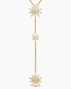 Starburst Y Necklace 18K Yellow Gold with Diamonds, 76.7mm
