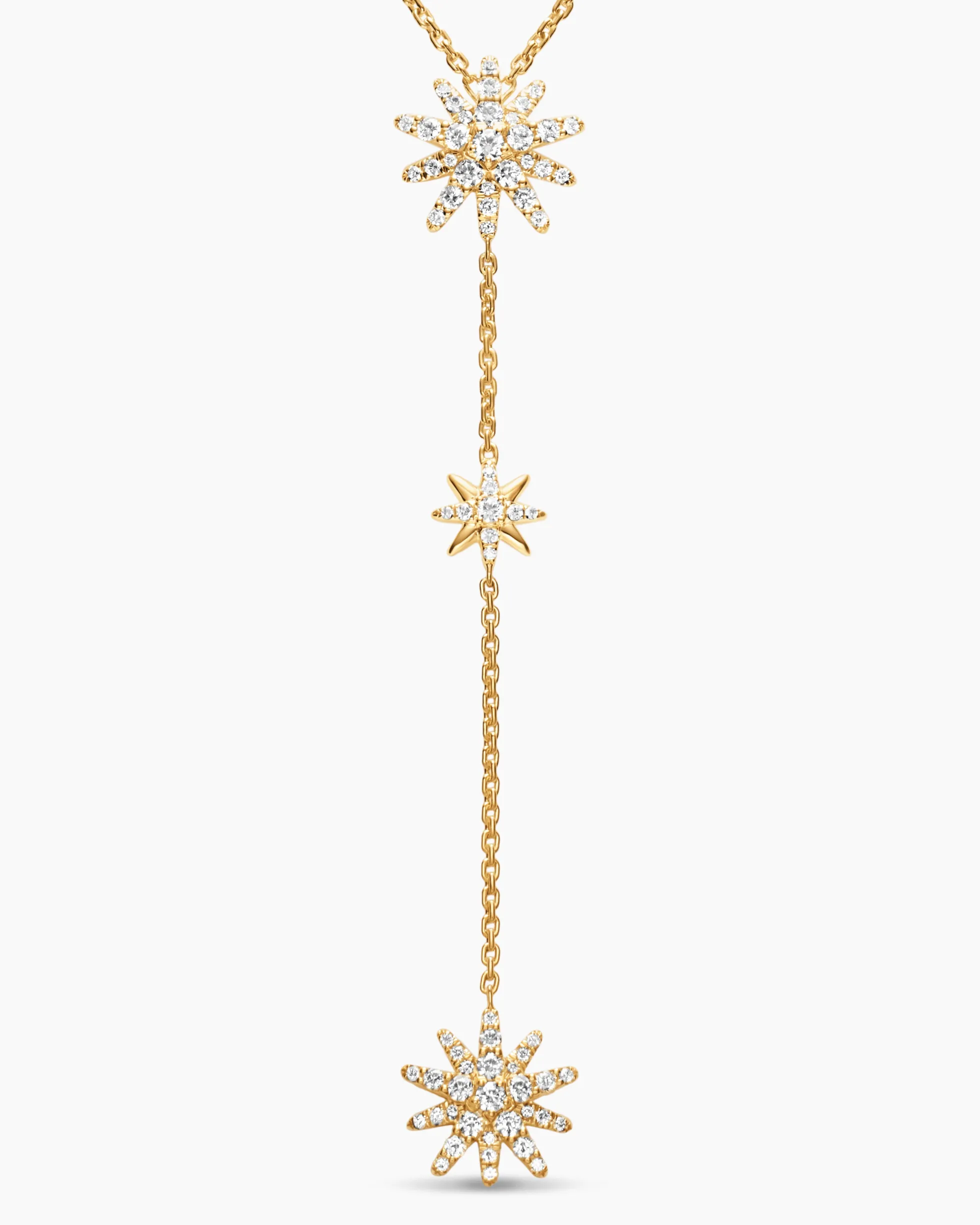 Starburst Y Necklace 18K Yellow Gold with Diamonds, 76.7mm