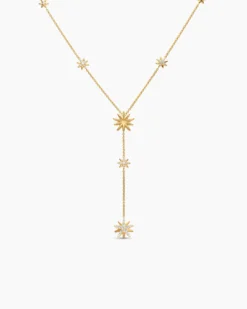 Starburst Y Necklace 18K Yellow Gold with Diamonds, 76.7mm