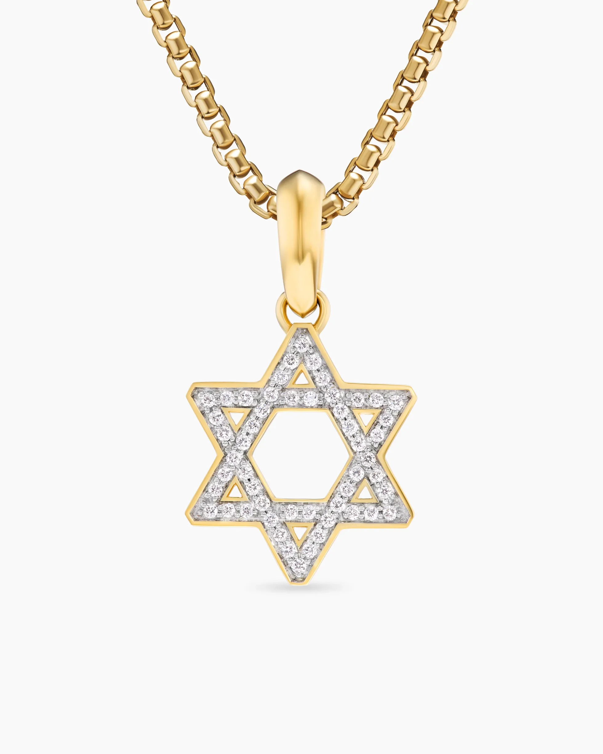 Star of David Pendant 18K Yellow Gold with Diamonds, 19mm
