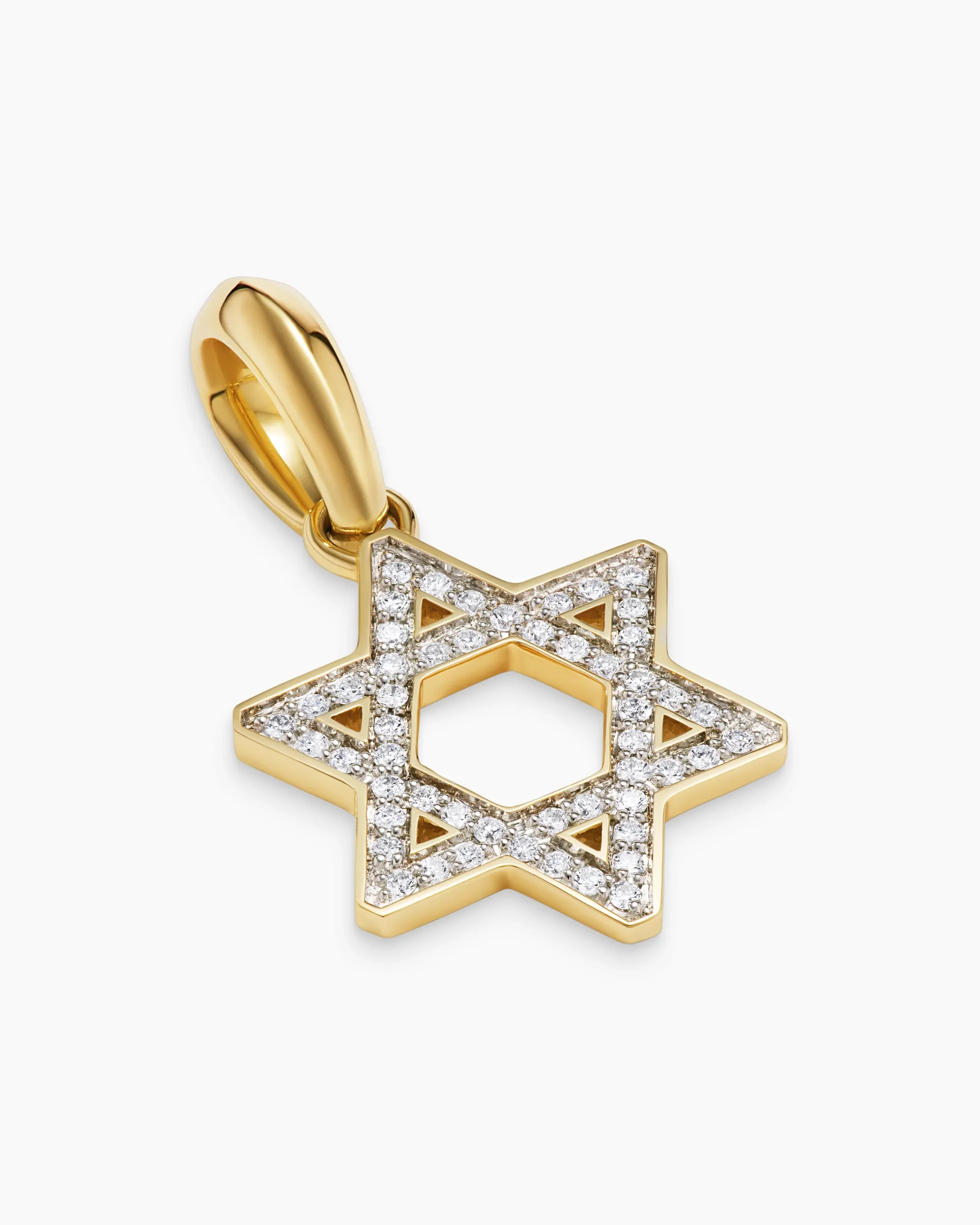 Star of David Pendant 18K Yellow Gold with Diamonds, 19mm