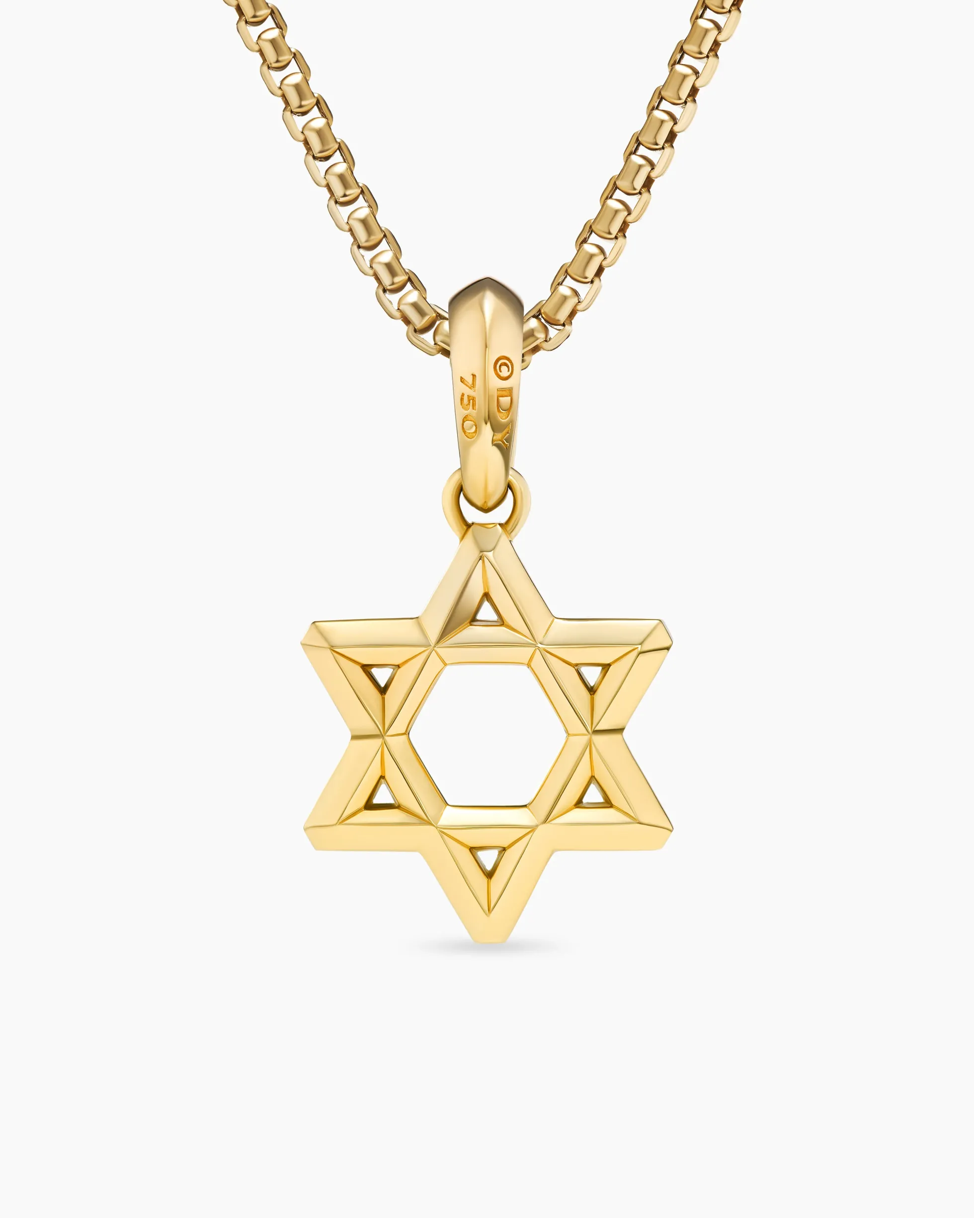 Star of David Pendant 18K Yellow Gold with Diamonds, 19mm