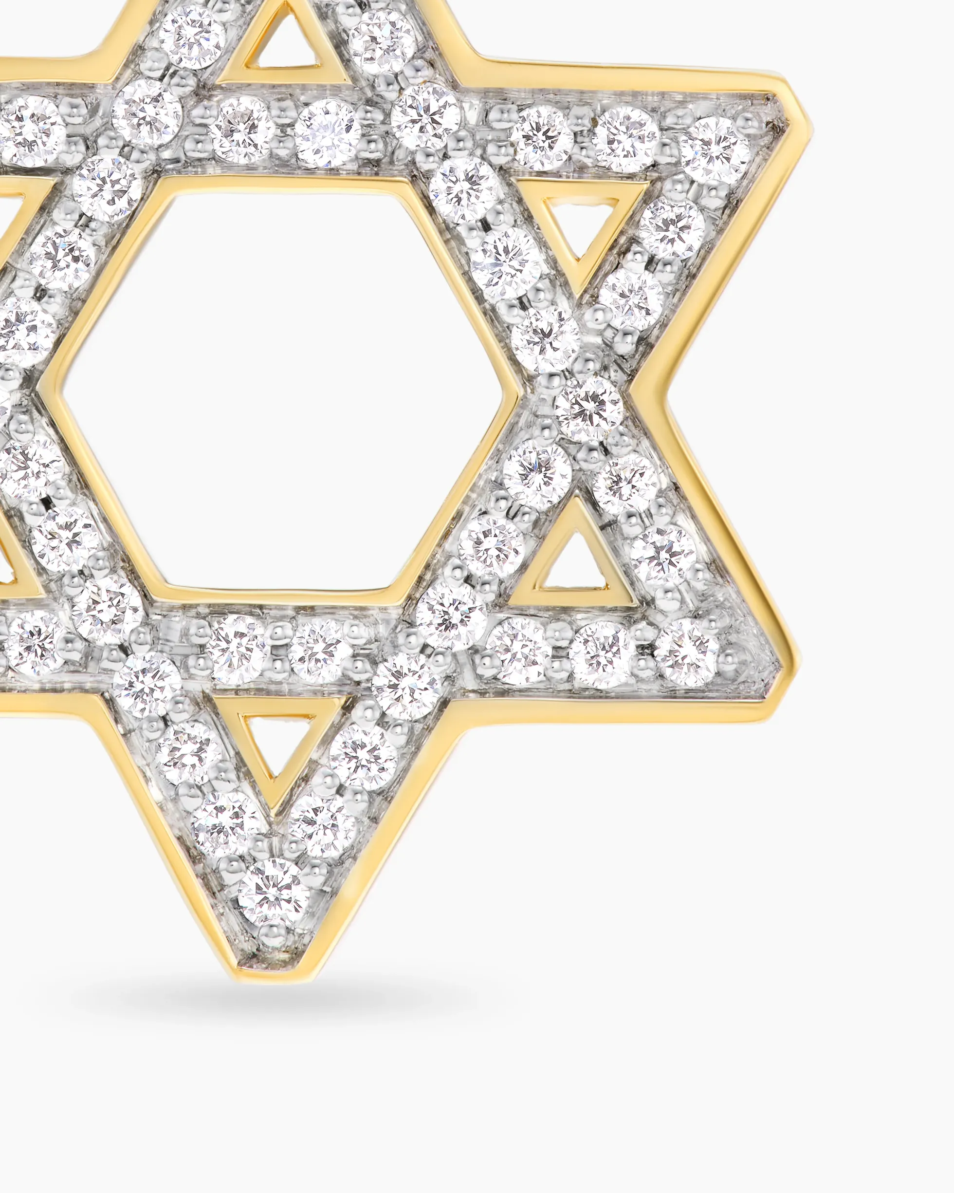 Star of David Pendant 18K Yellow Gold with Diamonds, 19mm