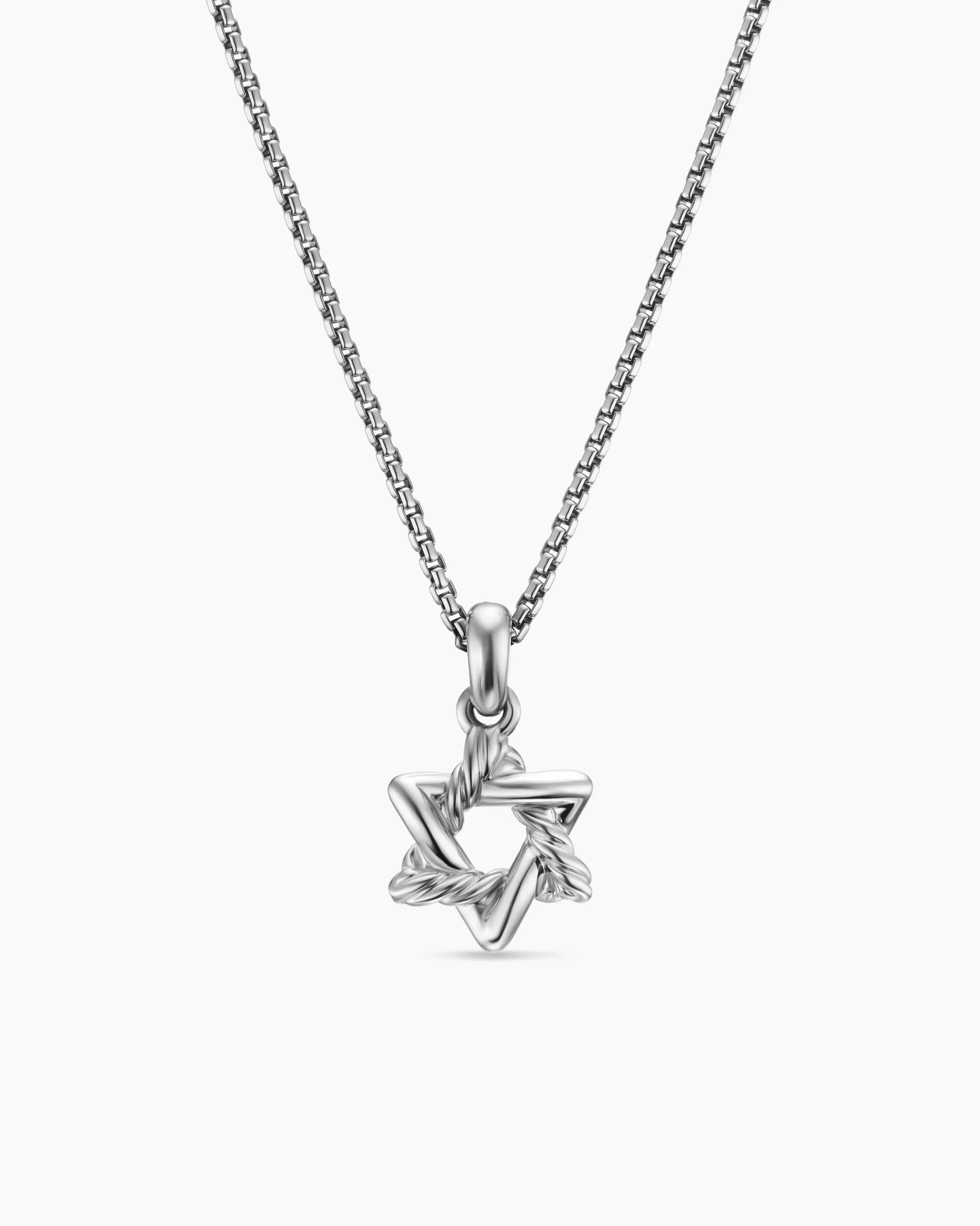 Star of David Pendant Necklace Sterling Silver with Diamonds, 12.3mm
