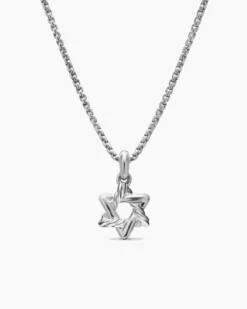 Star of David Pendant Necklace Sterling Silver, 12.3mm