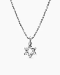 Star of David Pendant Necklace Sterling Silver, 12.3mm