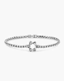 Star of David Station Bracelet Sterling Silver, 3.6mm