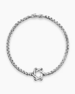Star of David Station Bracelet Sterling Silver, 3.6mm