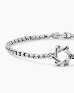 Star of David Station Bracelet Sterling Silver, 3.6mm