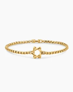Star of David Station Bracelet 18K Yellow Gold, 3.4mm