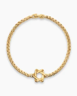 Star of David Station Bracelet 18K Yellow Gold, 3.4mm