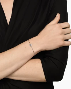 Star of David Station Bracelet Sterling Silver with Diamonds, 12mm