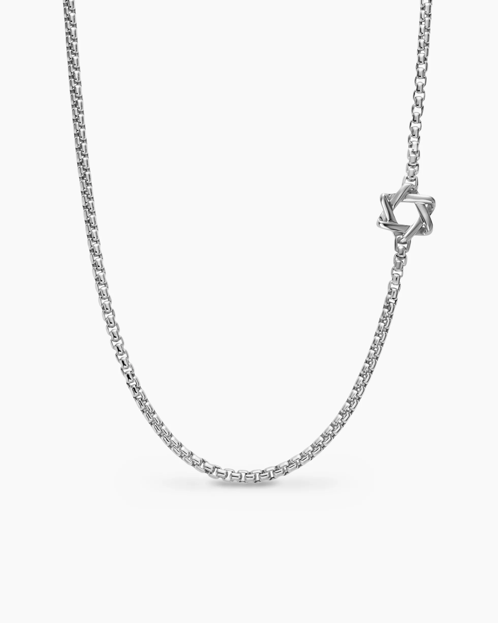 Star of David Station Necklace Sterling Silver, 3.6mm