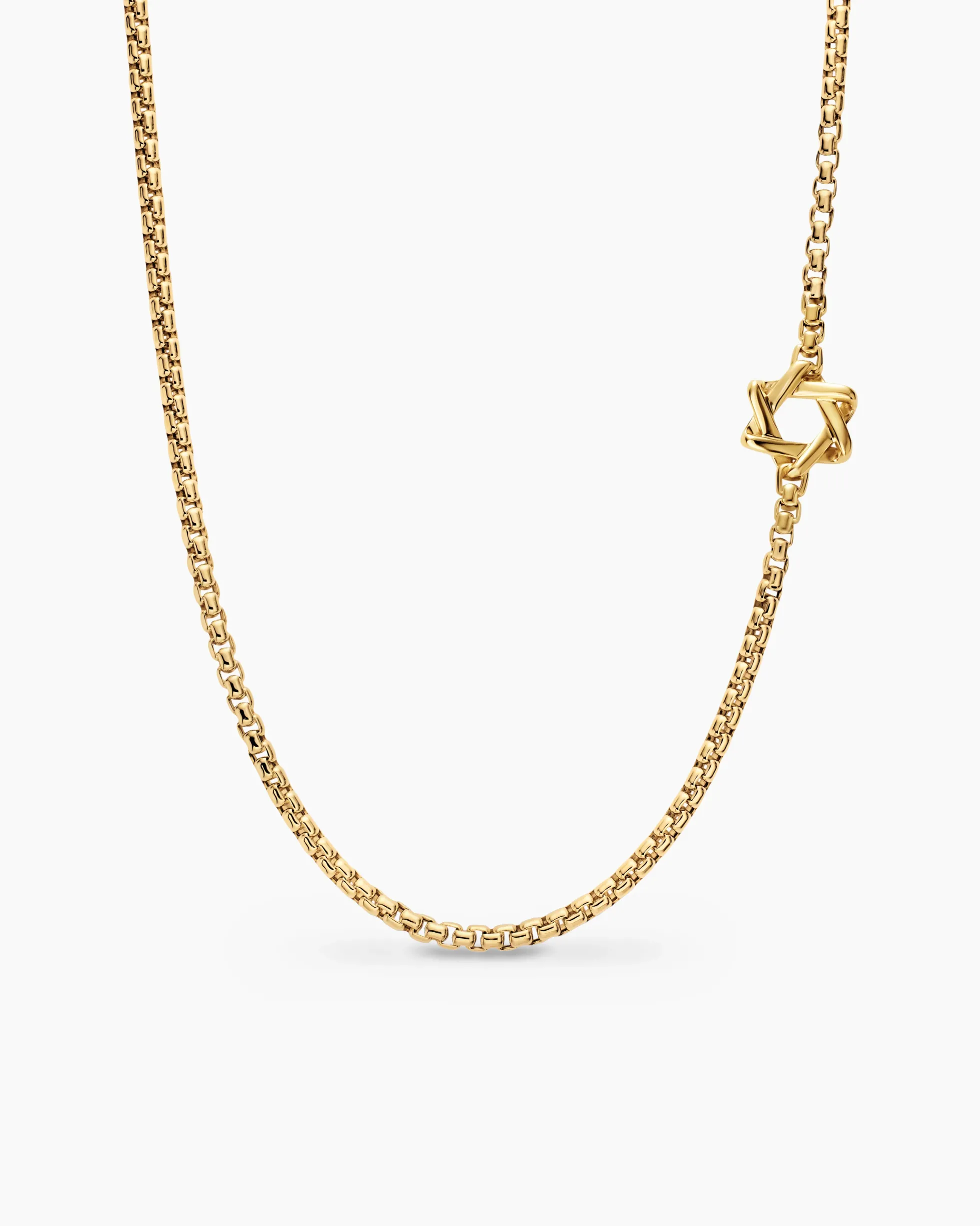 Star of David Station Necklace 18K Yellow Gold, 3.4mm