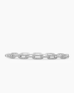 Stax Chain Link Bracelet 18K White Gold with Diamonds, 4mm