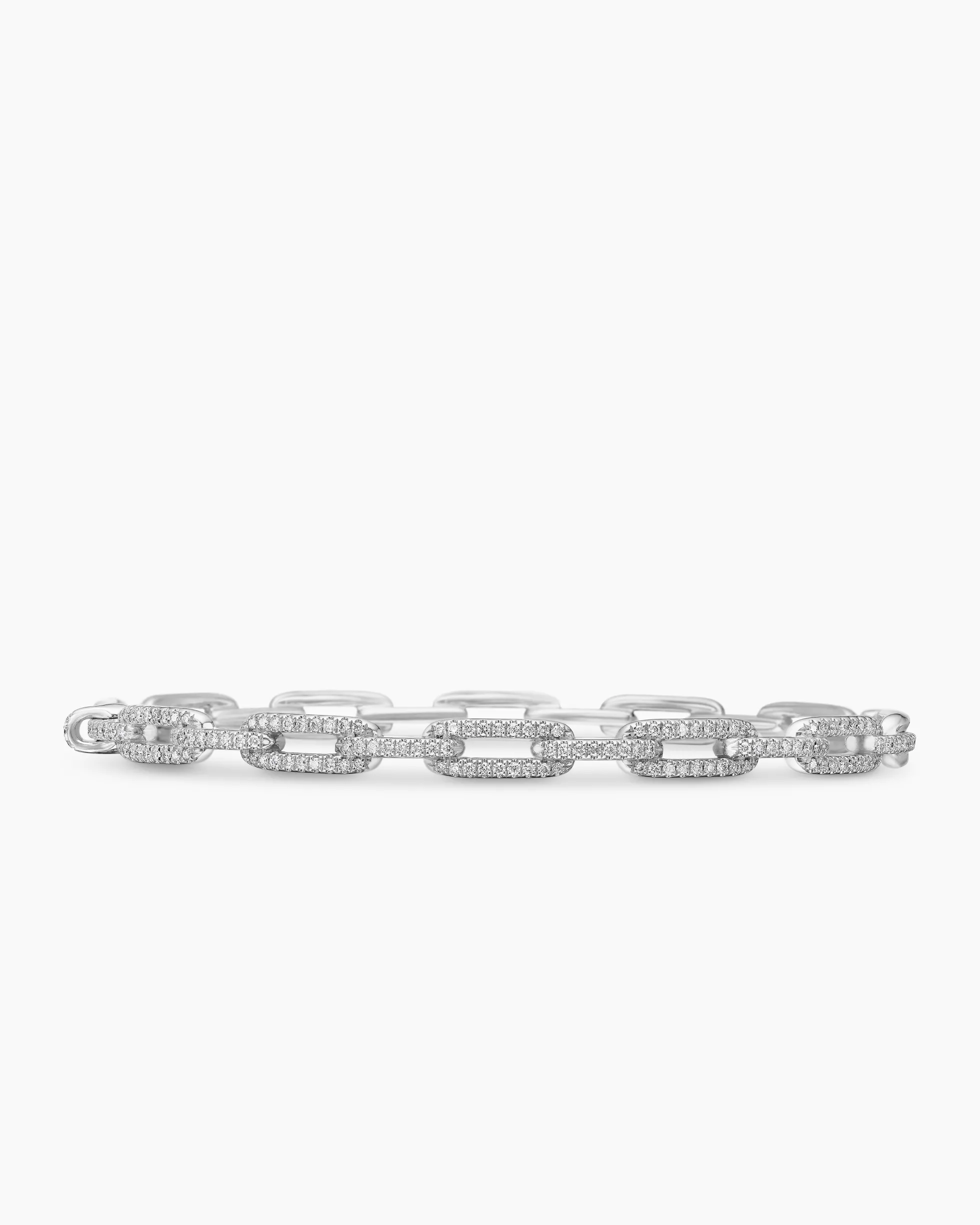 Stax Chain Link Bracelet 18K White Gold with Diamonds, 4mm