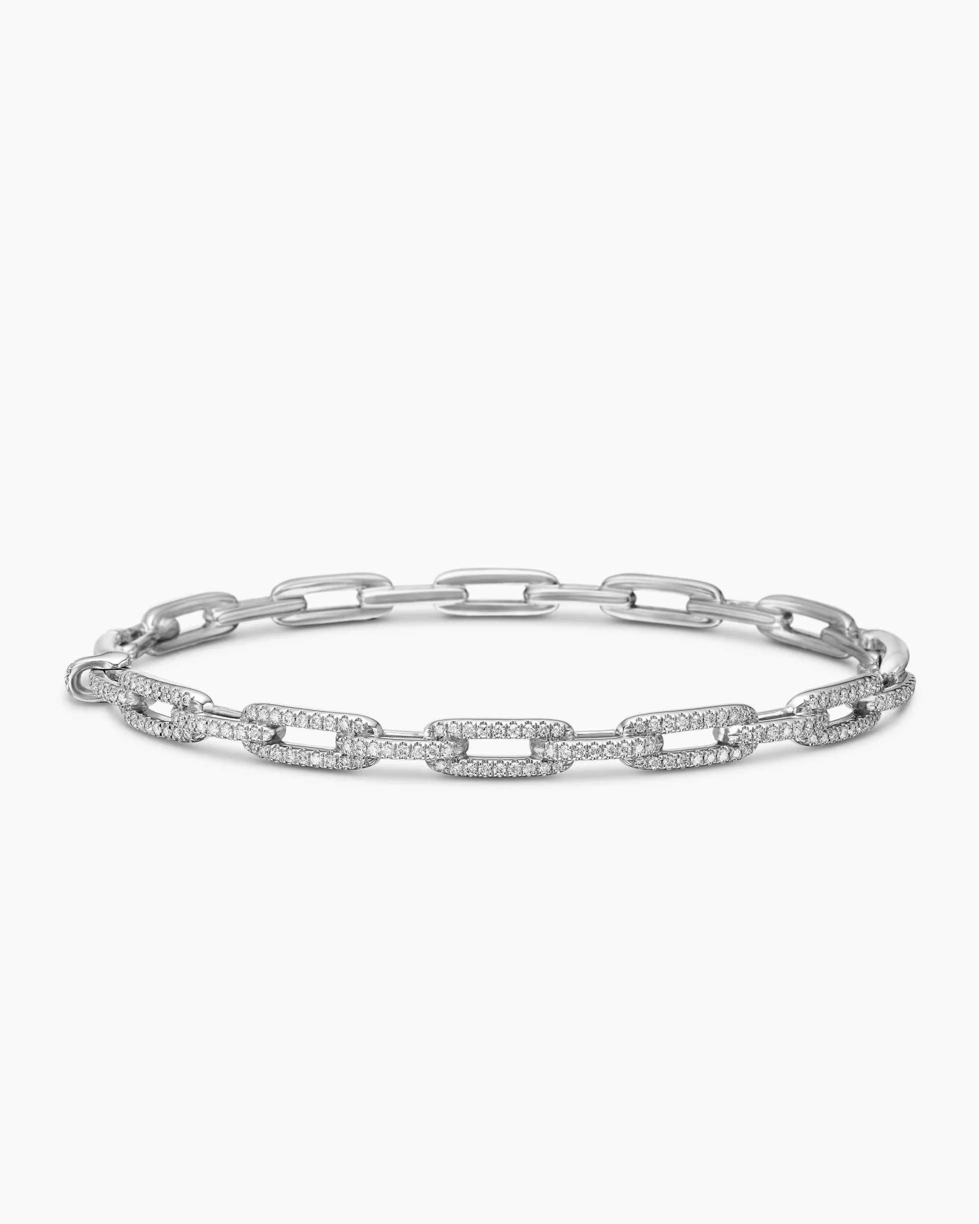 Stax Chain Link Bracelet 18K White Gold with Diamonds, 4mm