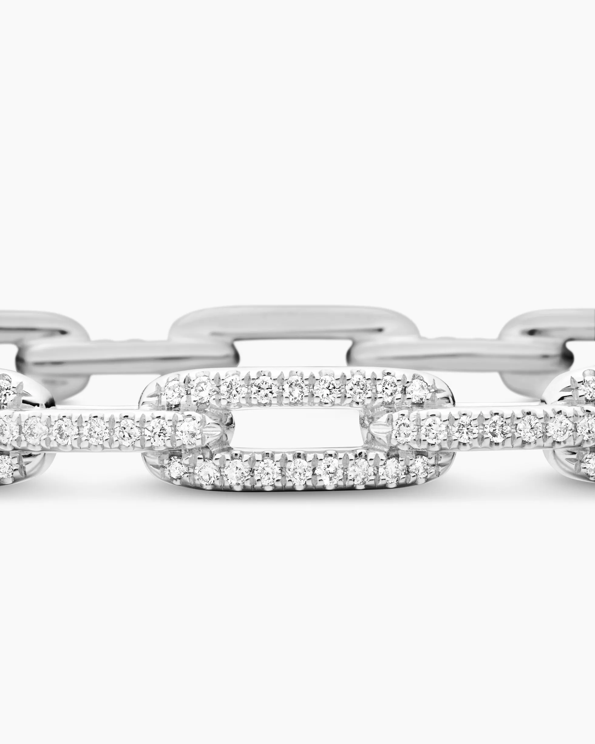 Stax Chain Link Bracelet 18K White Gold with Diamonds, 4mm